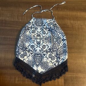 Bohemian Blue and White Halter Top